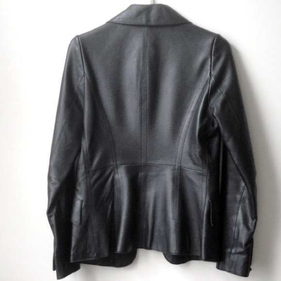 GUESS COLLECTION black sleek leather jacket XS NEW - Picture 7 of 8